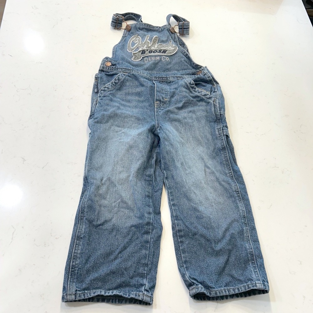 vintage oshkosh b'gosh 4t blue denim carpenter overalls dungarees